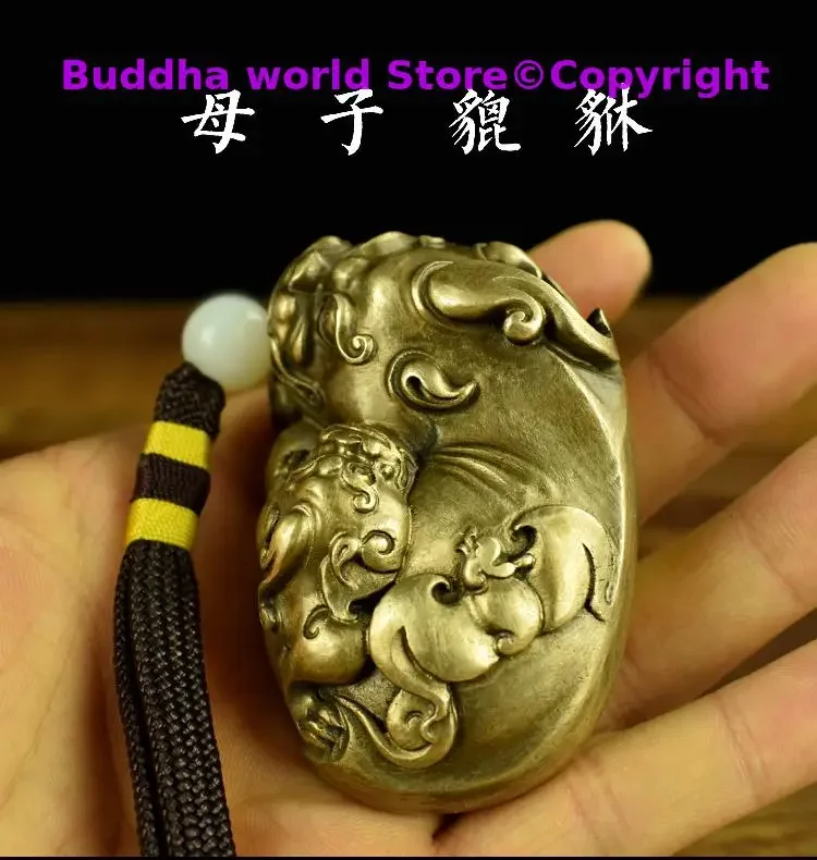 Regulating spirit GOOD LUCK mascot Success BRASS dragon PI XIU hand pieces Talisman bless safe bring Fortune money Good luck