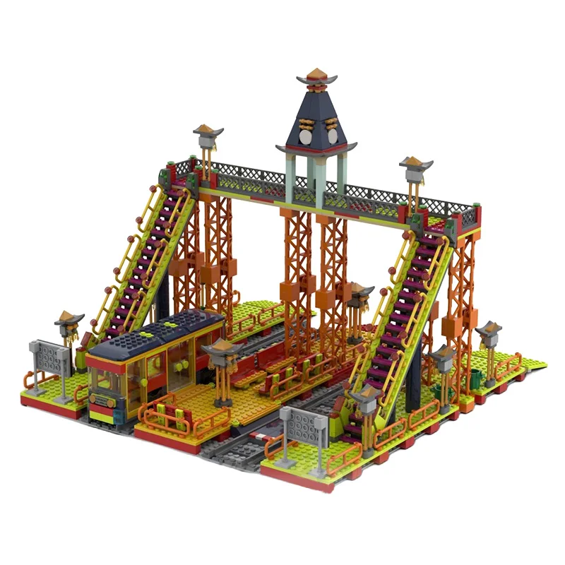 1189 قطعة من مكعبات البناء المعيارية، محطة وترام ميجا كول فائقة الروعة، MOC، مكعبات بناء معيارية قابلة للتخصيص، لعبة تجميع ذاتي شهيرة، هدية