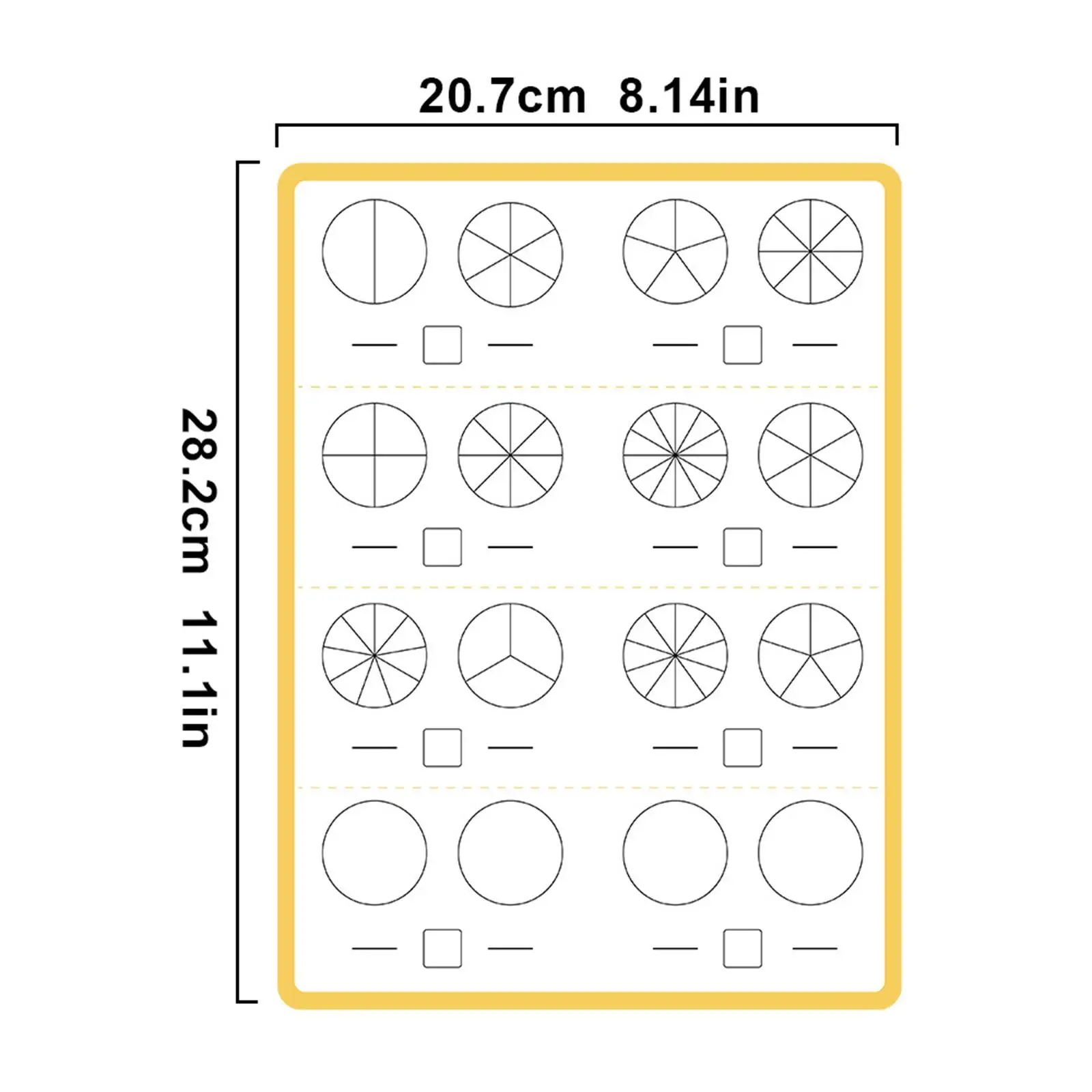 Листы для сухого стирания с дробями, 10 листов, учебные пособия, подарок на день рождения, многоразовые манипуляции с дробями для детей 4-6 лет, мальчиков и девочек