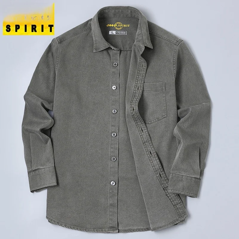 

Faionable Casual Pure Color Long Sve Men's irt Outlet Brand Autumn Collection Thiened Fabric Nine Points Sve