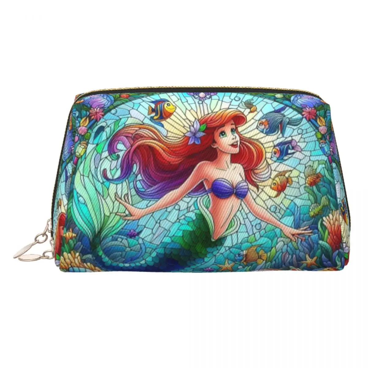 

Custom Ariel Little Mermaid Cartoon Printed Travel Cosmetic Bag for Makeup Toiletry Organizer Ladies Beauty Storage Dopp Kit
