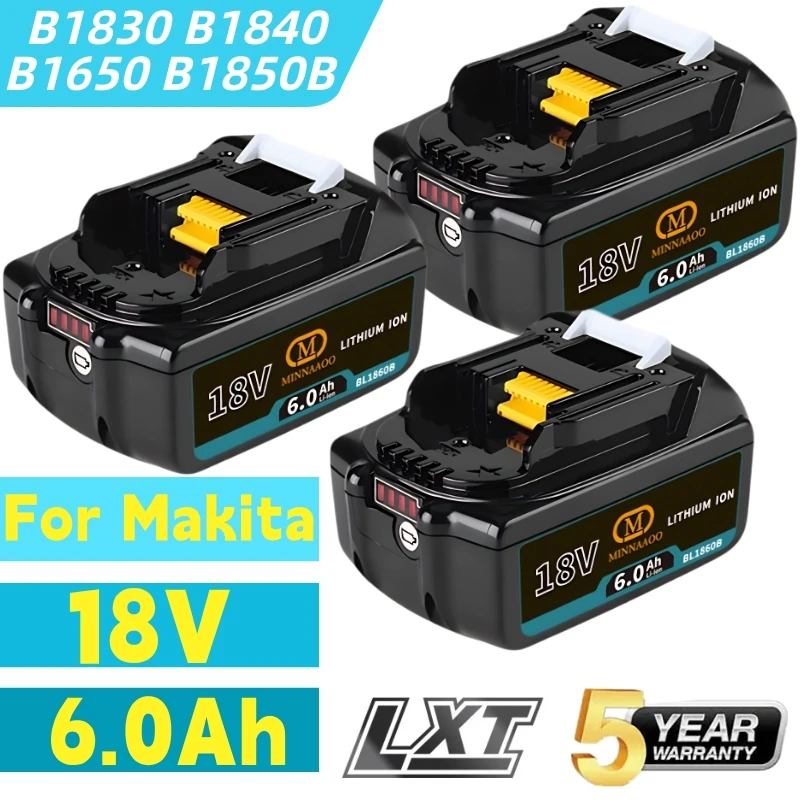 

Для аккумулятора Makita 18 В 5 Ач/6 Ач BL1850 BL1880 BL1860B LXT400, С зарядным устройством Литий-ионная аккумуляторная батарея BL1860 18 В 6,0 Ач