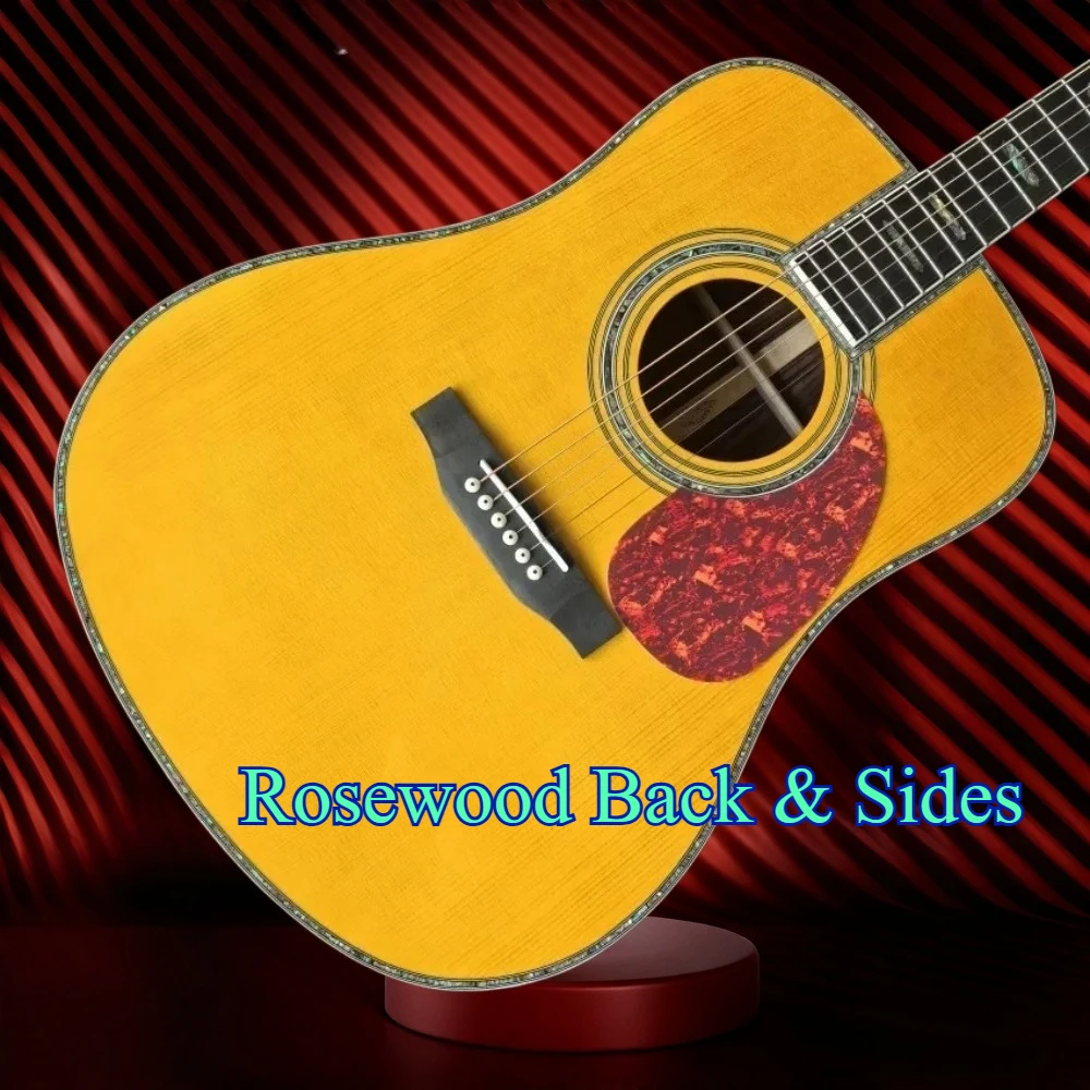 D45 41 Inch D-bucket Retro Yellow Faced Folk Guitar Mahogany Body Tortoiseshell Protective Plate Abalone Shell Border Adult