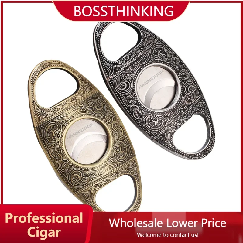 

Cigar Cutter Retro Stainless Steel Portable Cutter Double Blades Scissors Guillotine Knife Smoking Accessories