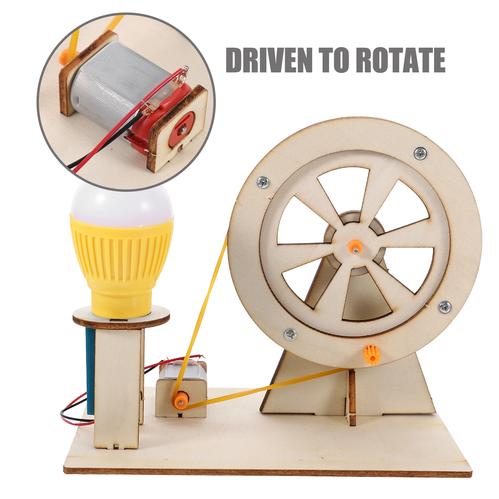 

Hand Crank Generator DIY Toy Wood Kids Science Project Stem Kit Electricity Experiment Portable Model Random Bulb Color