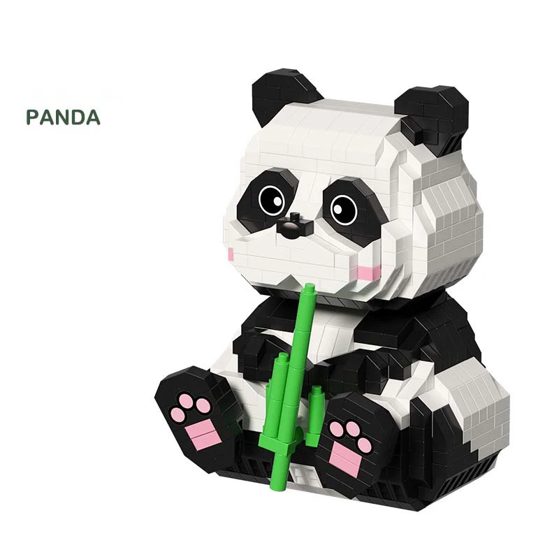 Lovely Cartoon Animal Heart Panda Micro Diamond Block Bamboo Pen Container Assemble Building Bricks Nanobricks Educational Toys