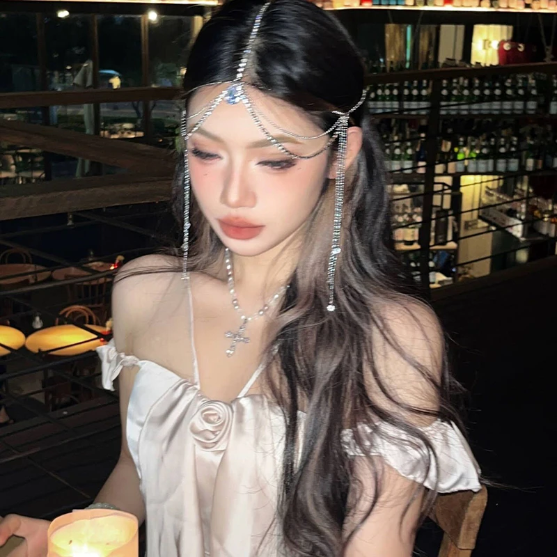 Ancient Style Elf Hair Accessories Rhinestone Multilayer Tassel Headwear For Women Girls Princess Tassel Hair Accessories