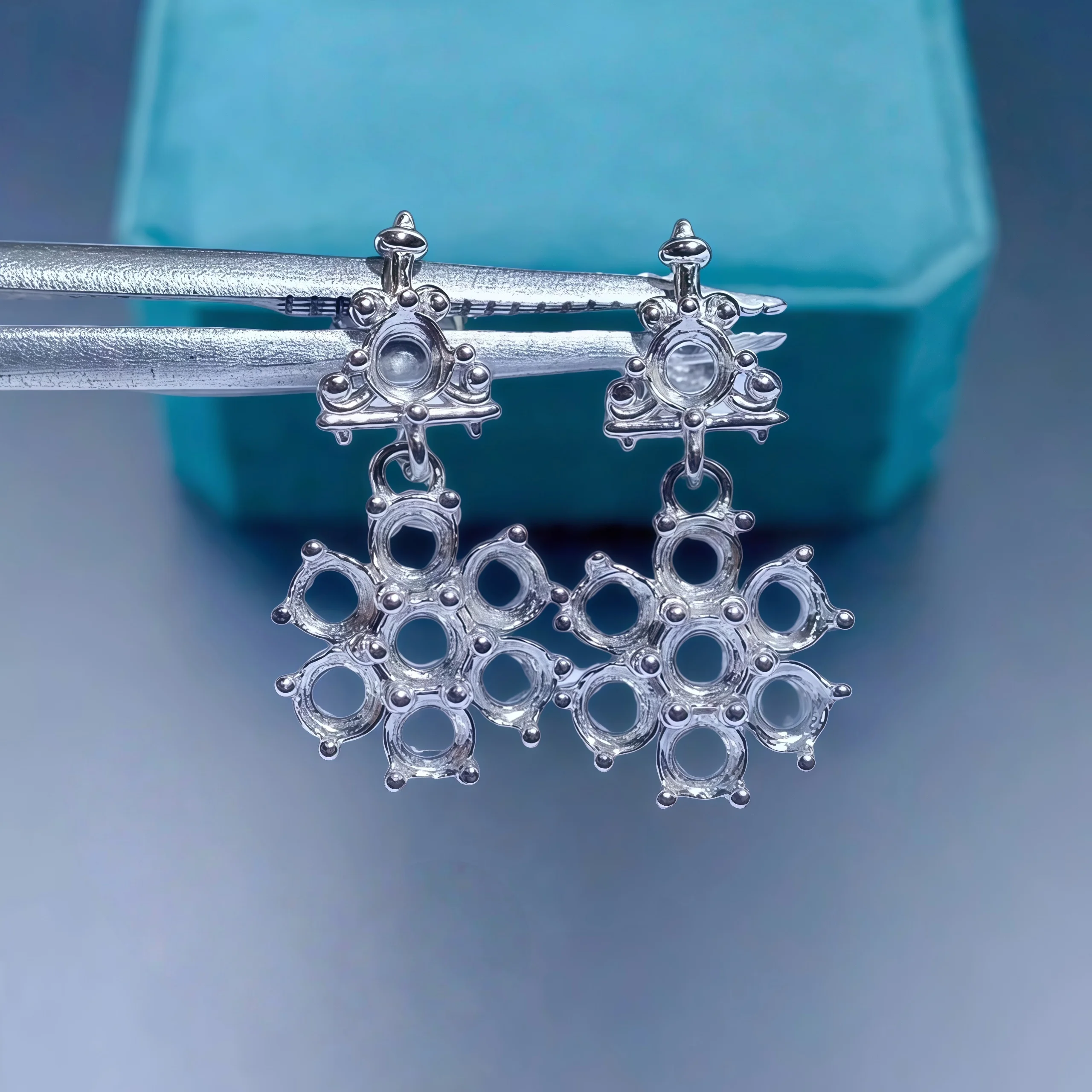 

Setting 3mm Round Stone Fashion DIY Empty Earrings Holder S925 Sterling Silver Fine Flower Charm Weddings Jewelry for Woman