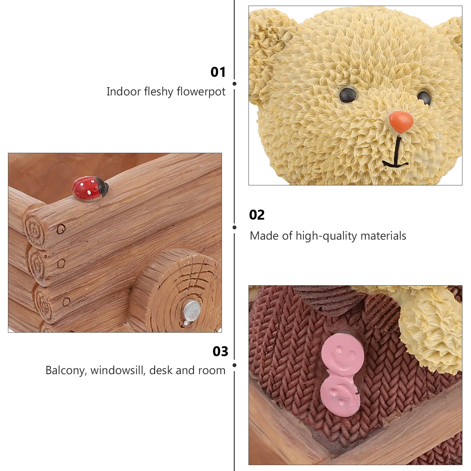 

1Pcs Resin Succulent Planter Cartoon Bear Flower Pot Desktop Decoration Lovely Home Office Bonsai Container Cartoon Flowerpot