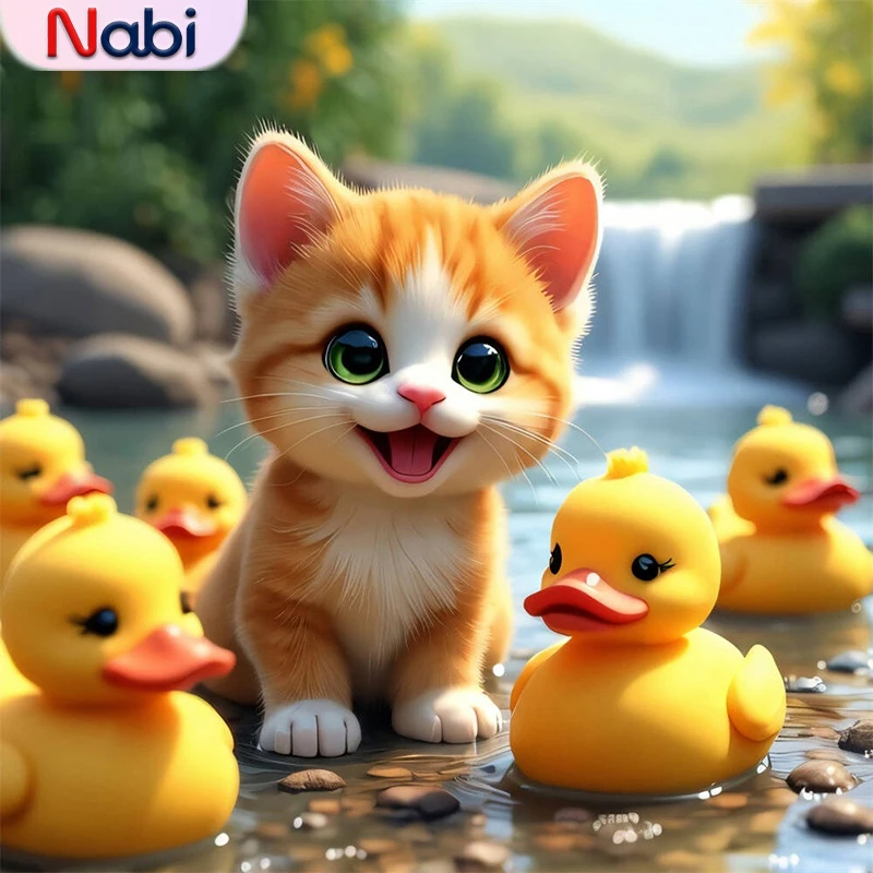

Алмазная мозаика Nabi, кошка, животное, сделай сам, узор для Nabis, начинающих, алмазная живопись, утка, сделай сам, вышивка, мультяшная ручная работа