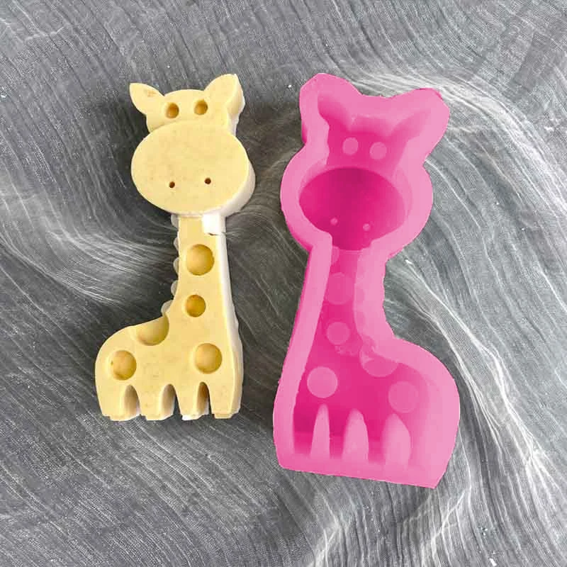 1 piece, handcrafted candle mold for giraffes, elephants, and little frogs, silicone flipped sugar cake baking mold, chocolate i