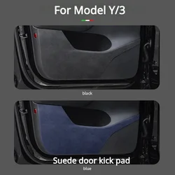 4Pcs Car Door Anti Kick Protection Pad Panel For Tesla Model 3 Model Y 2017-2023 Auto Doors Trim Alcantara Suede Accessories