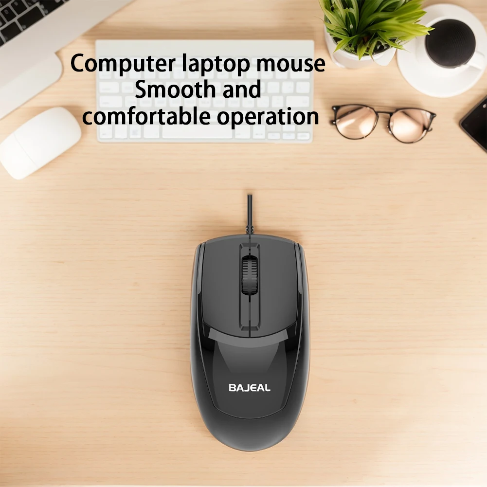 D2 USB Wired Mouse Portable Business Ergonomic Gaming Mouse Adjustable 1000DPI 3-Button Optical Mice for PC Computer MacBook