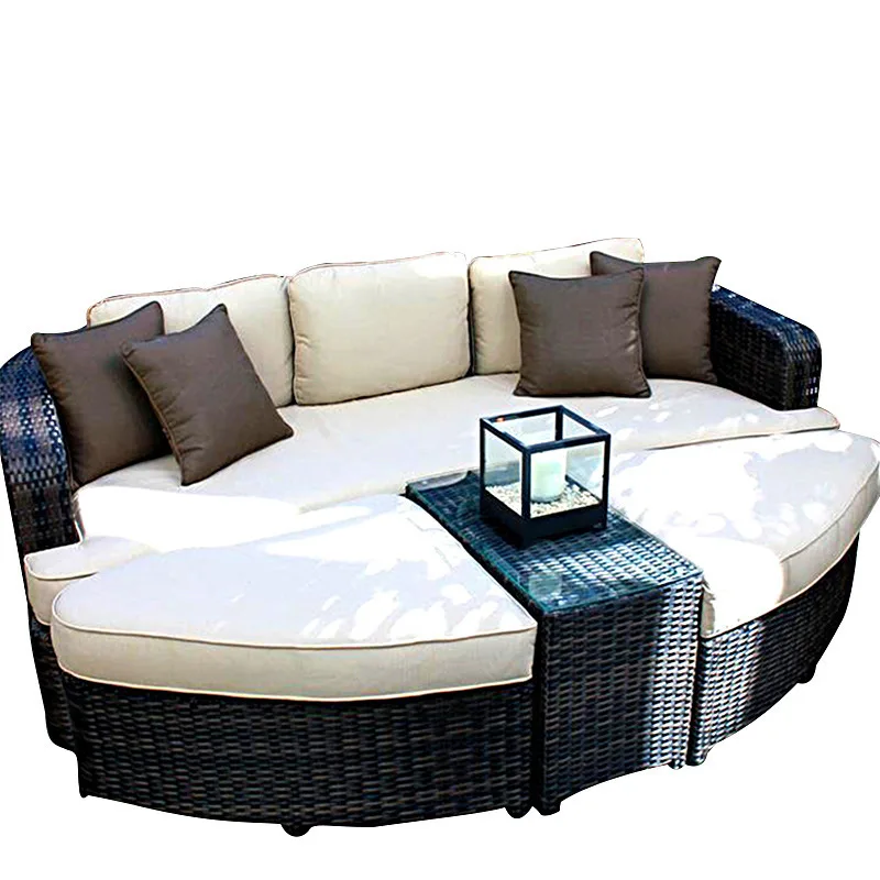Outdoor sofa, courtyard terrace balcony, three people leisure, living room combination, waterproof rattan chair, rattan sofa