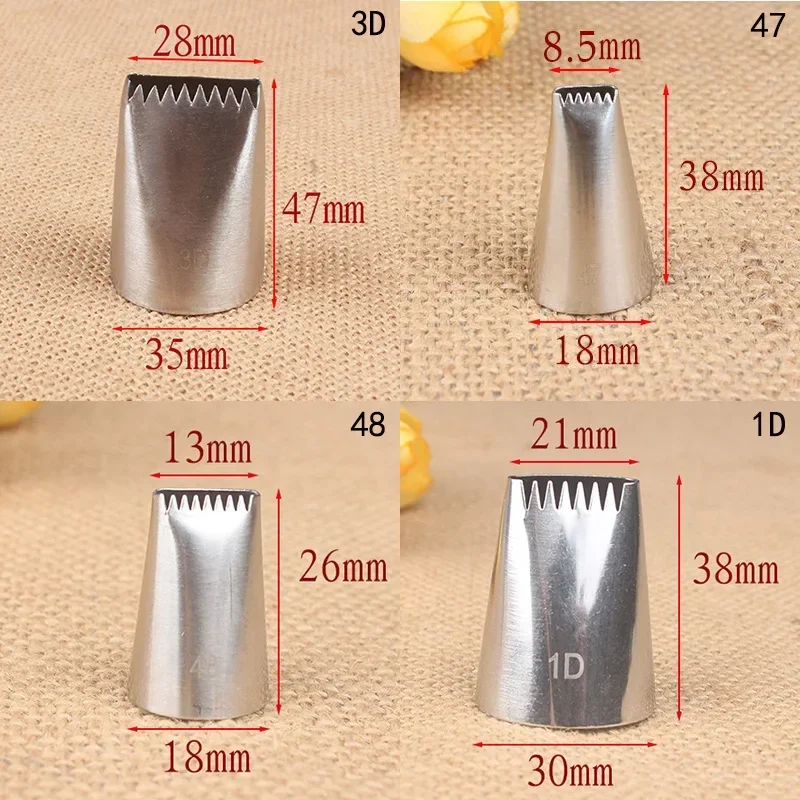 #3D#47#48#1D Cake Decorating Tips Set Pastry Icing Piping Nozzles Stainless Steel Single Row Flower Basket Nozzle