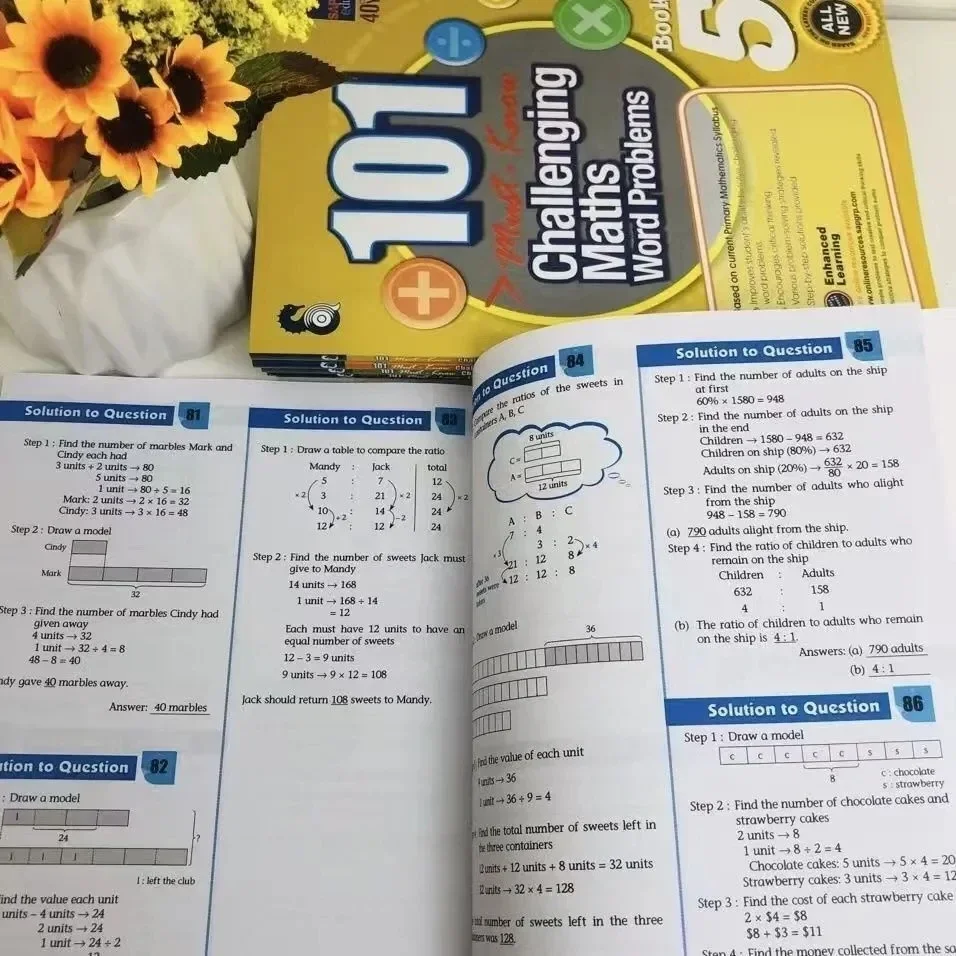101 Challenging Maths Word Problems Books Singapore Primary School Grade 1-6 Math Practice Book English Book 6 Books/Set Libros