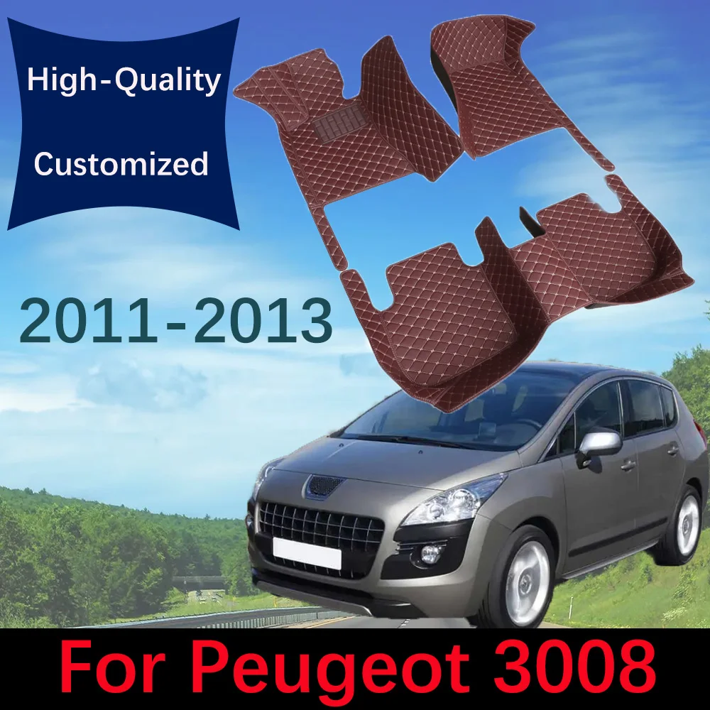 

High Quality Leather Car Floor Mats For Peugeot 3008 2011 2012 2013 Custom Fashion Automobile Carpet Rugs Foot Pads Accessories