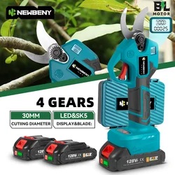 NEWBENY 30mm Cordless Brushless Electric Pruning Shears 4 Gear Fruit Tree Garden Bonsai Beautify Tool For Makita Battery Pin