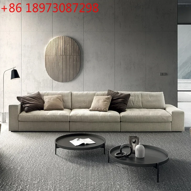Cream wabi wind down module cotton and linen fabric sofa living room corner combination