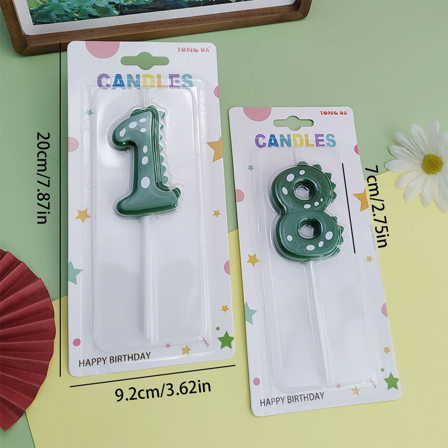 Green Dinosaur Numbers 0-9 Happy Birthday Cake Candle Children Prince Party Cartoon Dinosaur Cute Candle Decoration