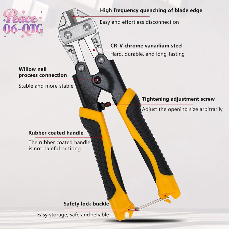 New Bolt Cutter 8", Chain Lock Cutter Heavy Duty For Locks Screw Cutter Chain Link Fence Cutter Scissors Tools