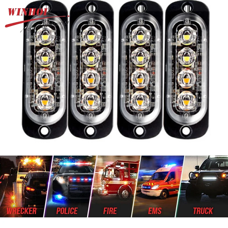 16 LED Wireless Car Emergency Lights Auto Police Strobe Light Blue Red Amber Warning Flashing Lamp 12/24V for Trailer Truck