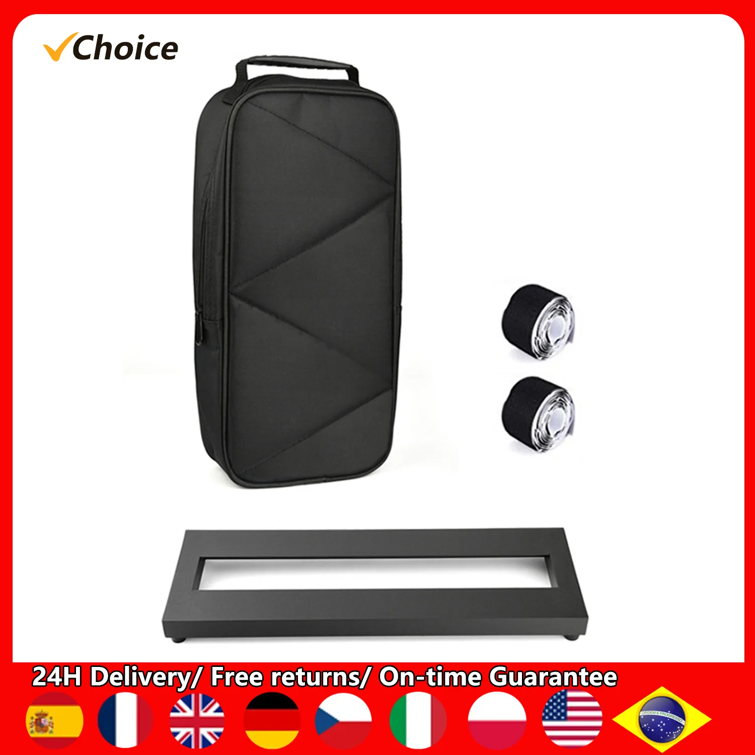 Small Size Guitar Effect Pedal Board Aluminum Alloy Pedalboard 15×4.9 Inch Carrying Bag Guitar Pedal Plate Guitar Accessories