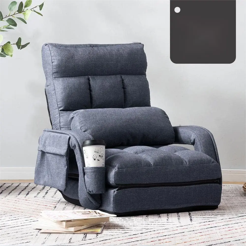 

Stylish Navy Blue Reclining Floor Chair with Armrests, Compact and Comfortable for Relaxing