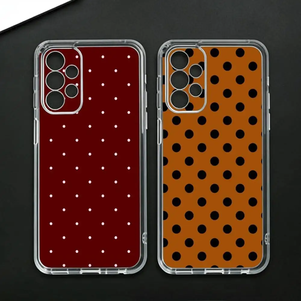 INS Brown Red Polka Dots  Phone Case For Samsung Galaxy A71,A70,A52,A51,A40,A30 Transparent Cover