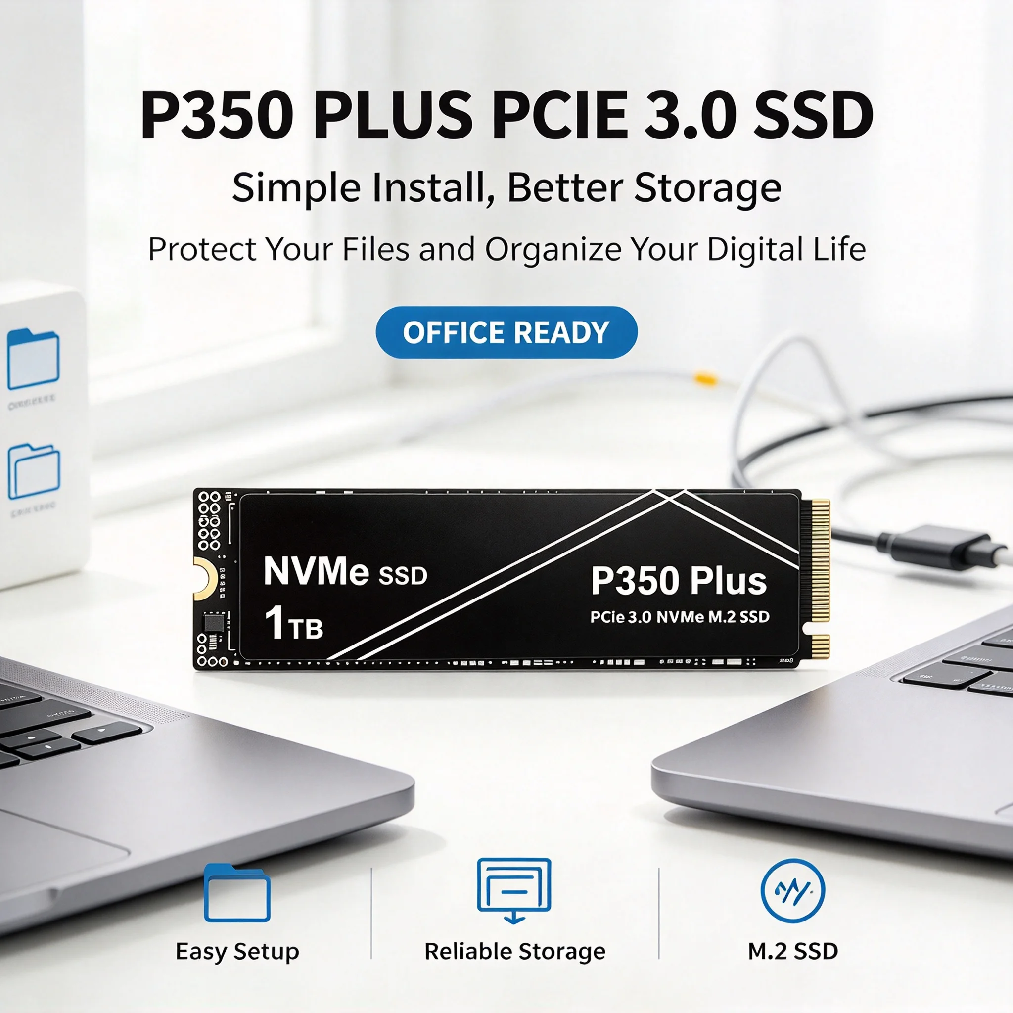 P350 PLUS NVMe SSD, 1TB/2TB/500GB/4TB, High Performance Internal Drive, Gaming Laptops, PC, Desktops, Notebook.