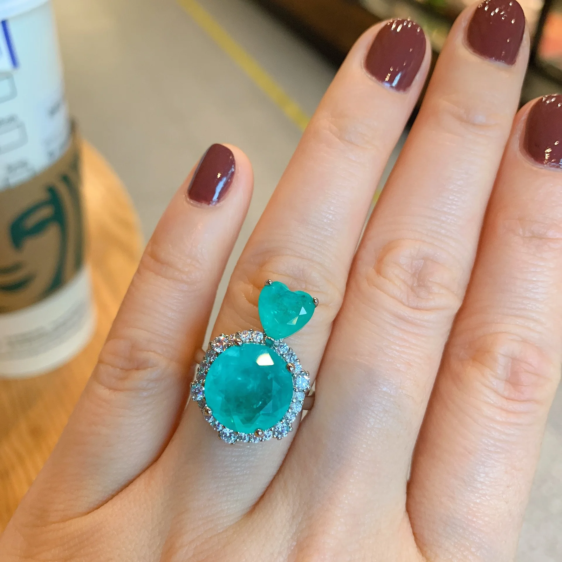 Temperament Emulation Paraiba Ring For Women 925 Silver Classic Round Emerald Zircon Ring Wedding Party Gift Wholesale