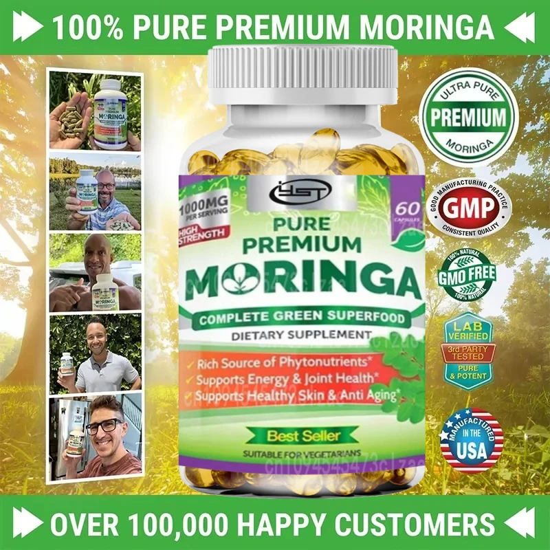 60 Capsules –100% Pure Leaf Powder -NonGMO and Gluten Free - Green Superfood Supplement - Energy, Metabolism and Immune Support