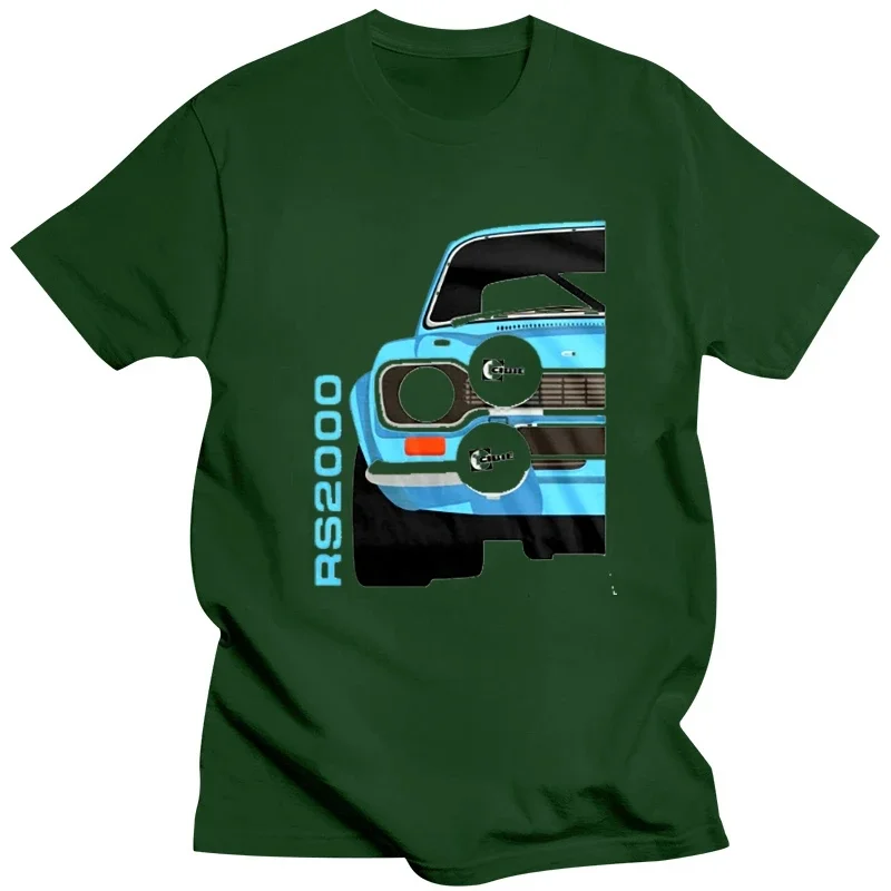 2024 NEW American Classic Car Escort Blue Mk1 Rs2000 Car White  Mens New Fashion Brand Clothing Tops Men T Shirt Clothes