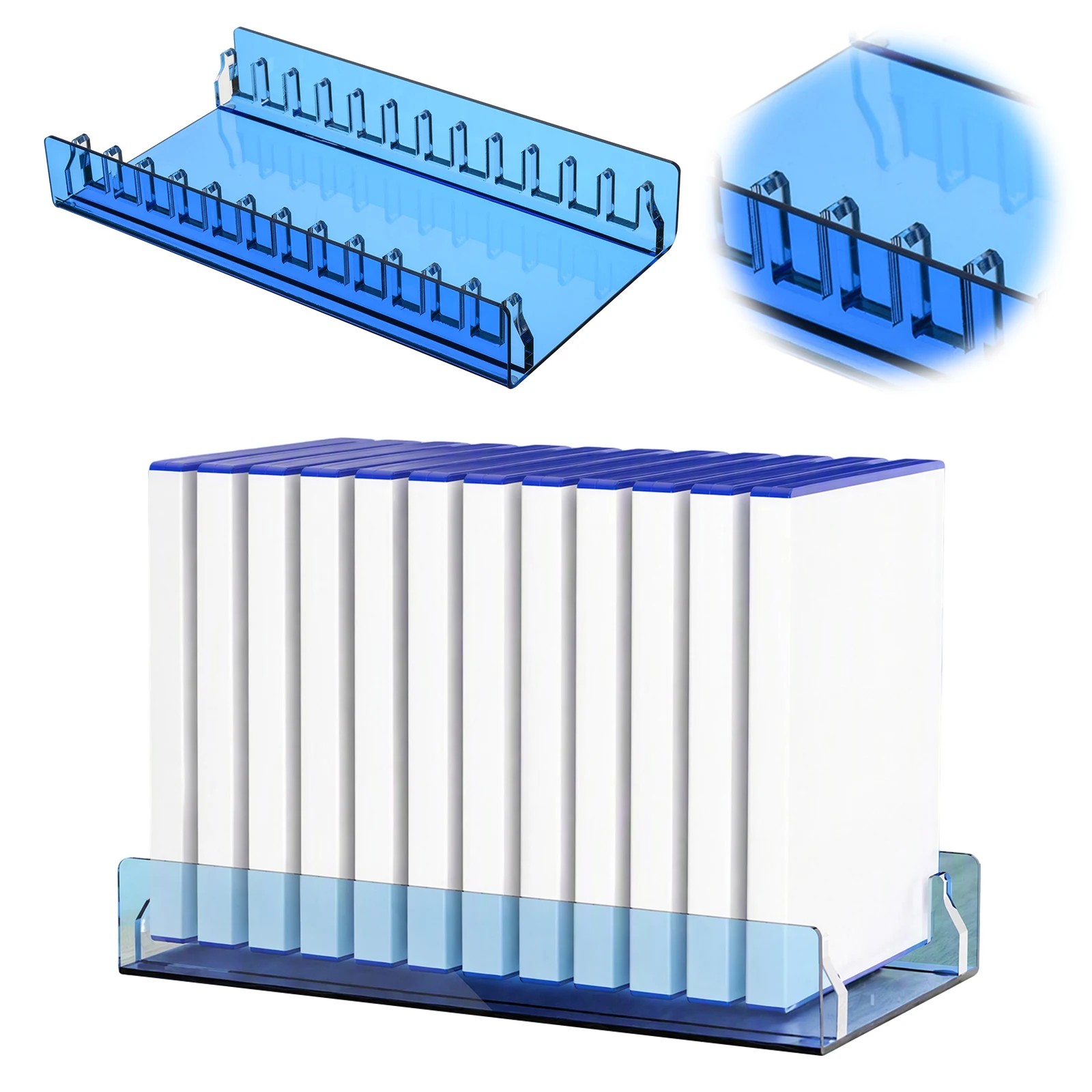 Acrylic Game Disc Case Holder 12 Slot Display Stand Desktop Organizer for PlayStation 3 4 5 Clear Blue