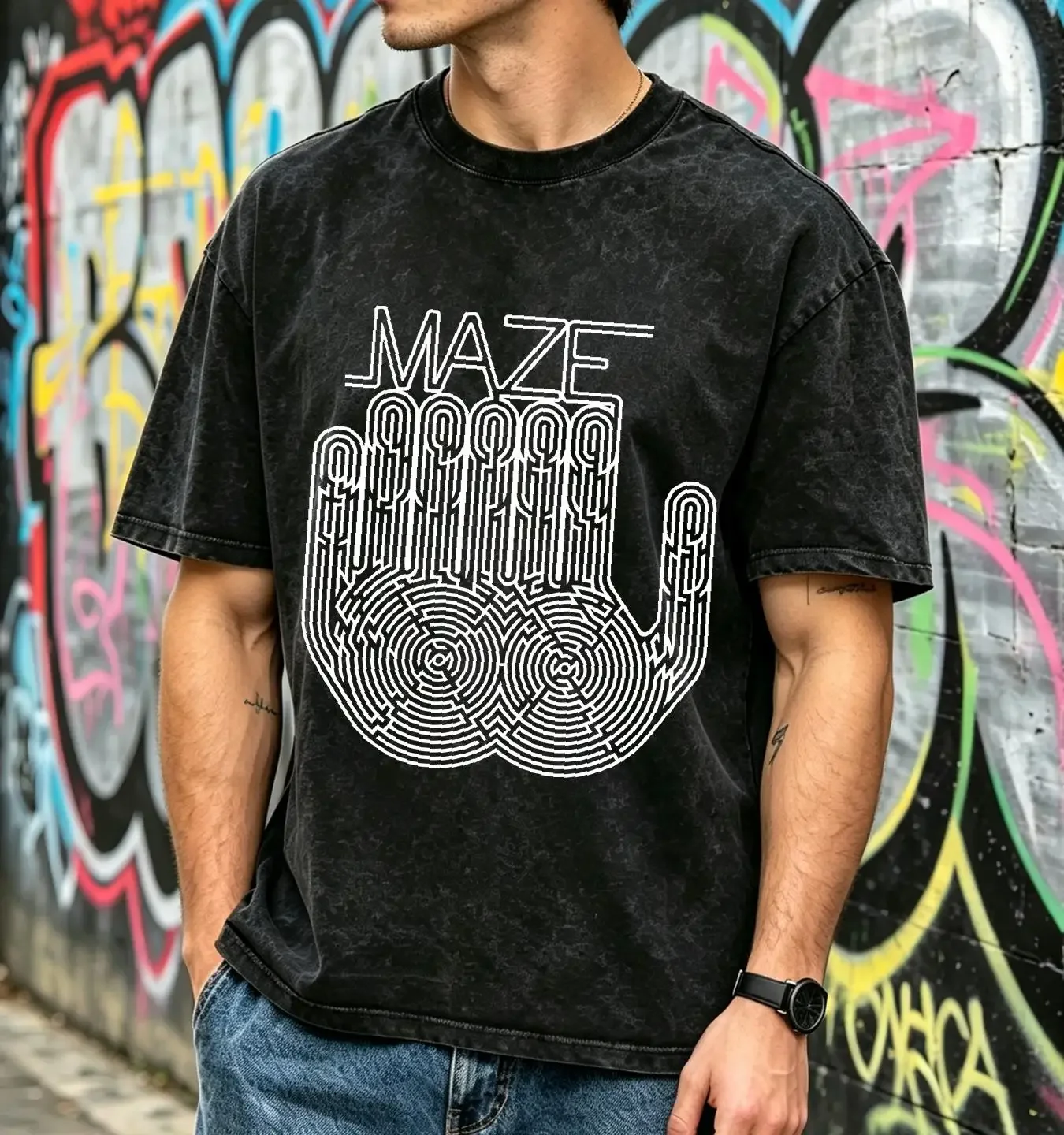 washed T Shirt Maze Promo Classic Funk S 3XL Fast shipping long or short sleeves vintage Washed Breathable Stretched Soft