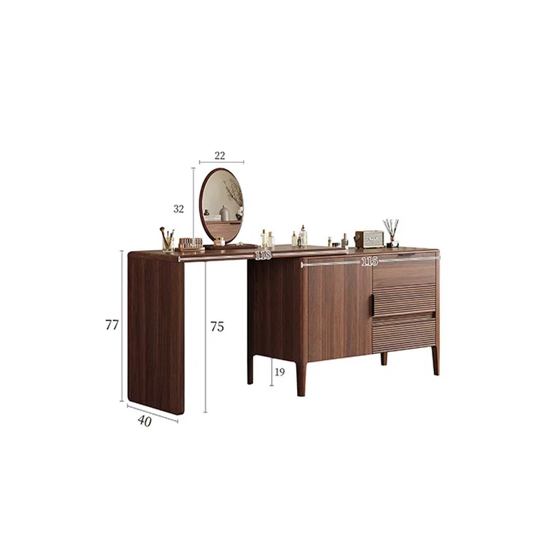 

Dresser bedroom modern simple small apartment black walnut light luxury all solid wood makeup table