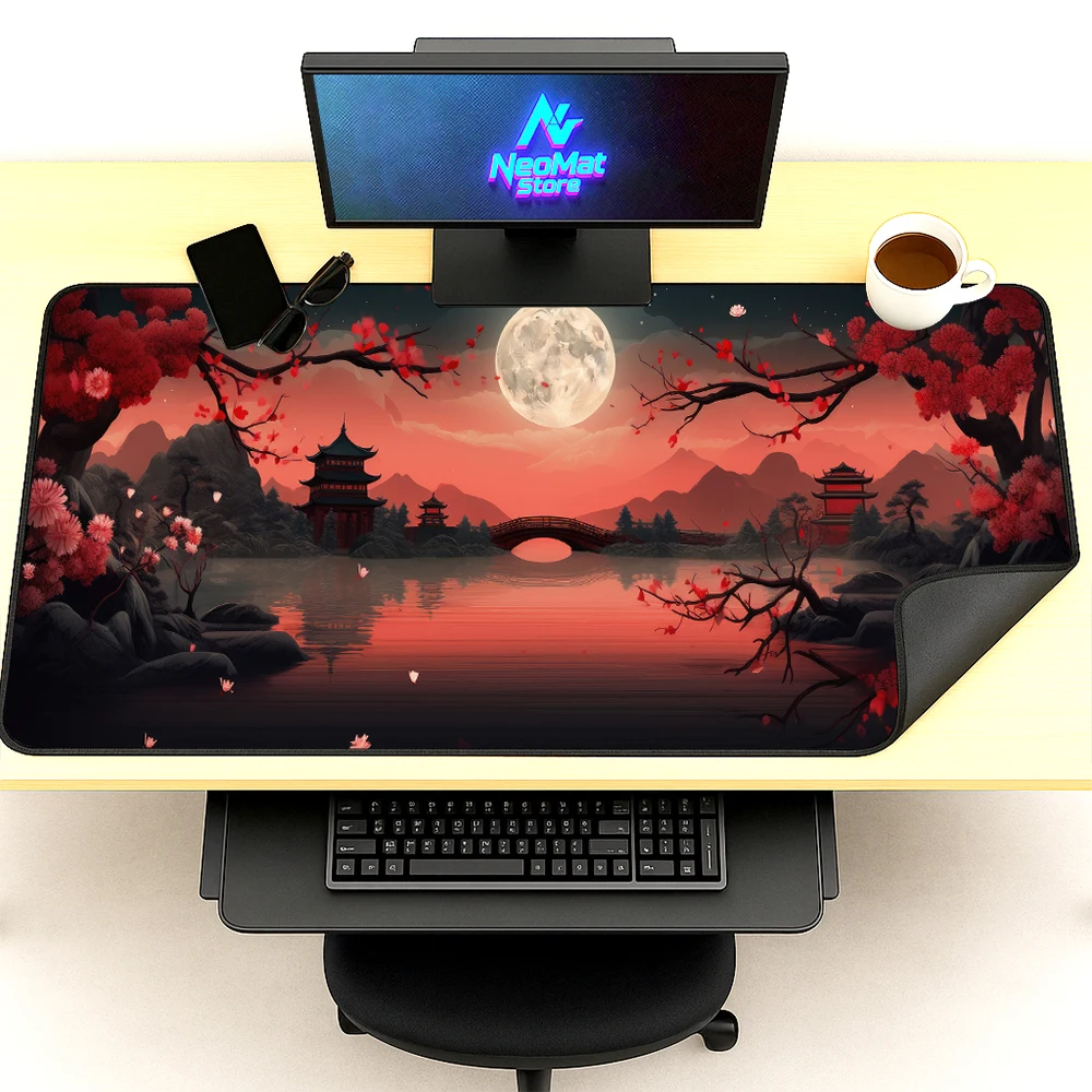 

Cherry Blossom Xxl Mouse Pad 70x30 Mouse Pads Office Accessories Gaming Mats Black Sakura DeskMat Mouse Carpet Desktops Mousepad