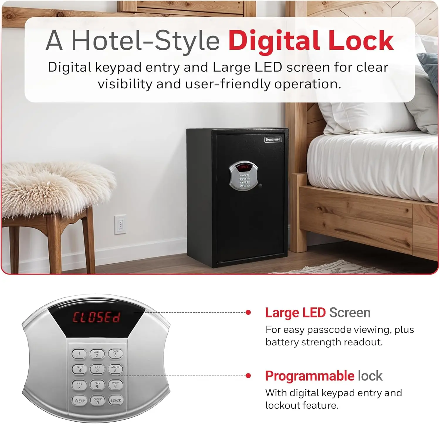 Safes & Door Locks - Heavy Duty Large Safe Box with Digital Lock - Steel Security Personal Safe with LED Display - Home Safe Box