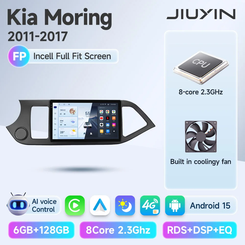 JIUYIN Android 15 Carplay Autoradio Multimidia Video Speler Voor KIA PICANTO Ochtend 2011-2016 Navigatie GPS IPS Head Unit