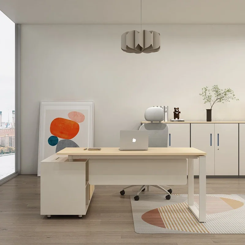 -Современный рабочий стол для ноутбука, офисный стол для руководителя с шкафом, один компьютерный стол для офиса