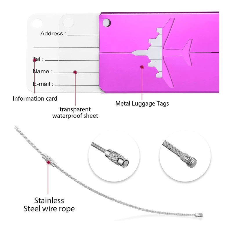 TRIPNUO-Étiquettes de nom de bagage en alliage, porte-étiquette d'adresse de valise, accessoires de voyage