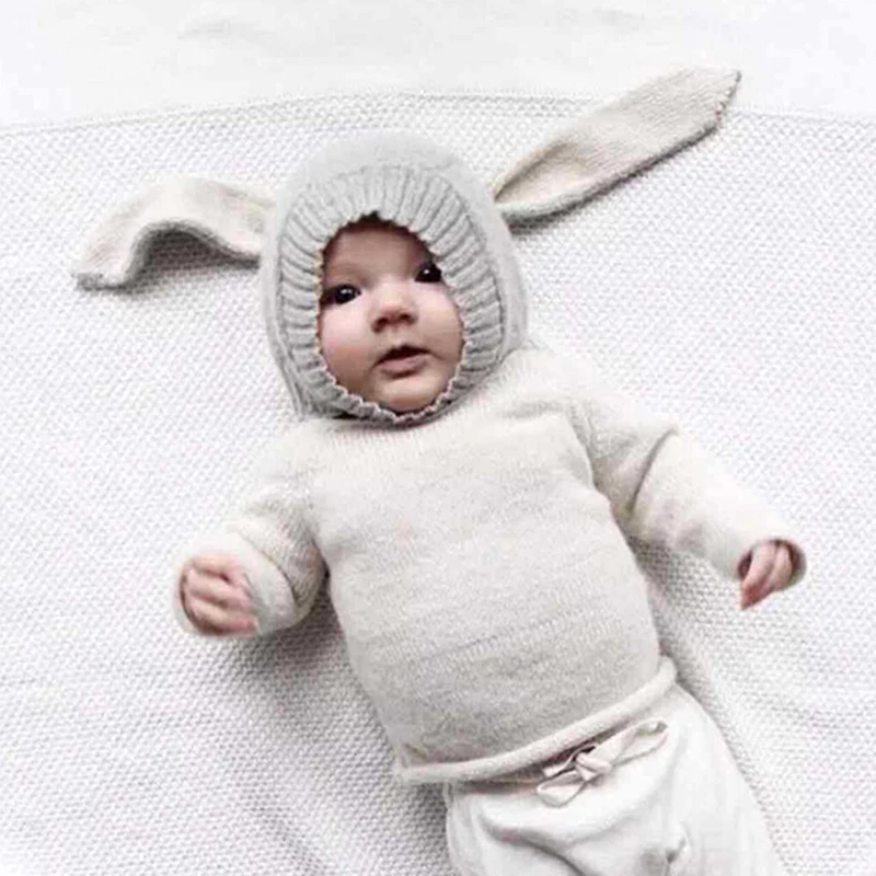 Autumn Winter Toddler Infant Knitted Kids Hat Adorable Rabbit Long Ear Hats Kid Bunny Beanie Cap Photo Props Creative Warm Caps