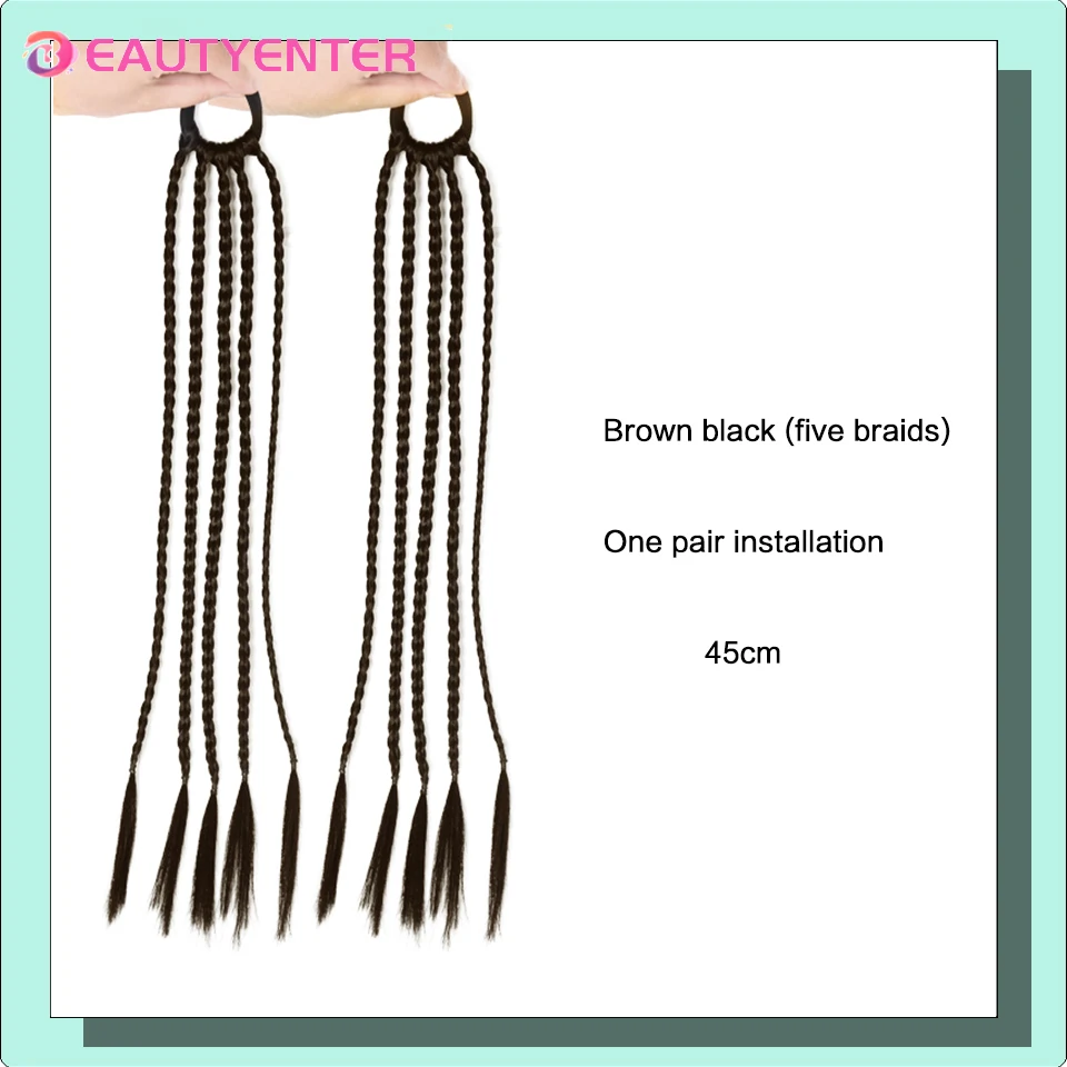 Synthetic Boxing  Braids Ponytail For Women Elastic Twist Braid Extensions Fake Hair Pony Tail Hairpieces for Women Black Brown