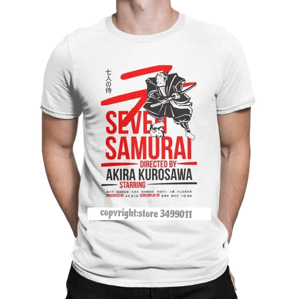 Seven Samurai Tee Shirts Men Akira Kurosawa Classic Japanese Movie Vintage Tee Shirt Crew Neck Tshirts Clothes