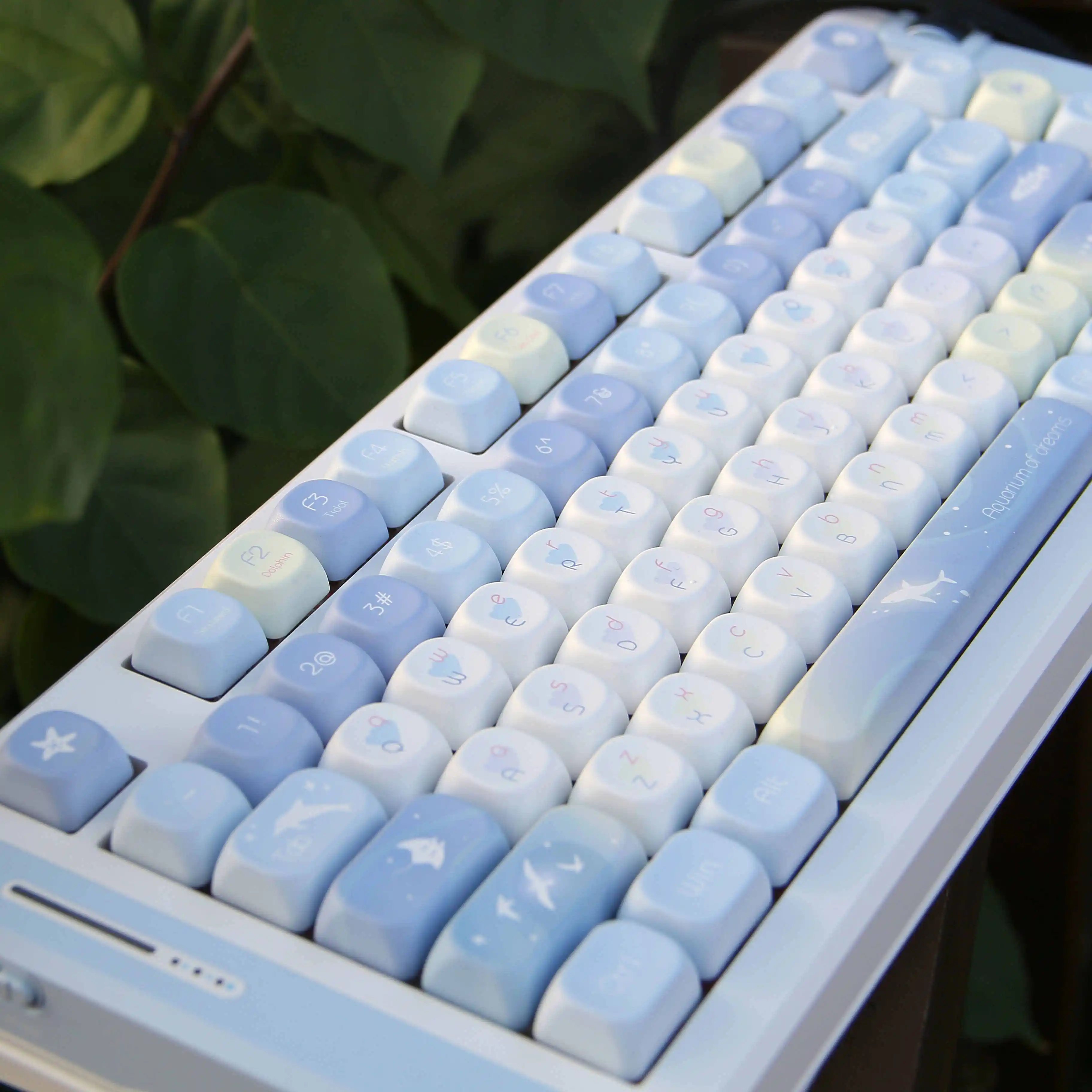 130 Keys MOA Profile PBT Keycaps Blue Dream Five Sided Dye Sublimation Keycaps for Cherry MX Switch Mechanical Gaming Keyboard