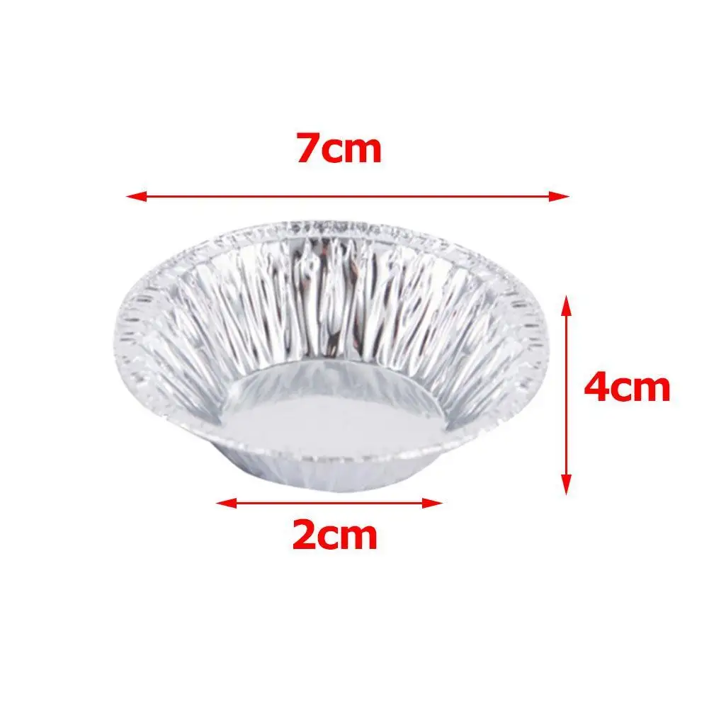 100pcs Round Tart Mould Disposable Aluminum Tools Foil Tart Pan Pie Tart Bake Plate Tin Pan Tray Round Egg Tart Molds Round Tart