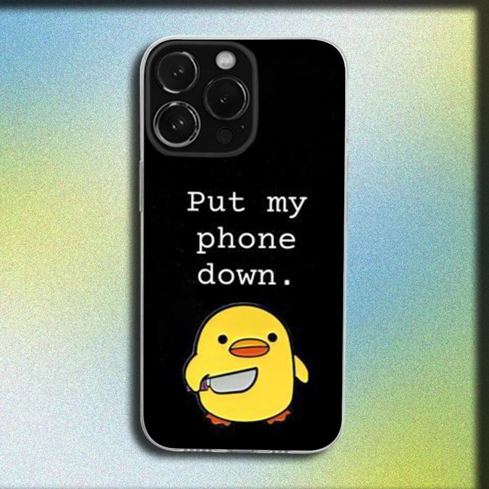 لا تلمس هاتفي القط بطة قضية الهاتف آيفون 17 16 15 11 12 14 13 برو ماكس Mini X XS XR 7 8 Plus SE 16E غطاء ناعم Fundas