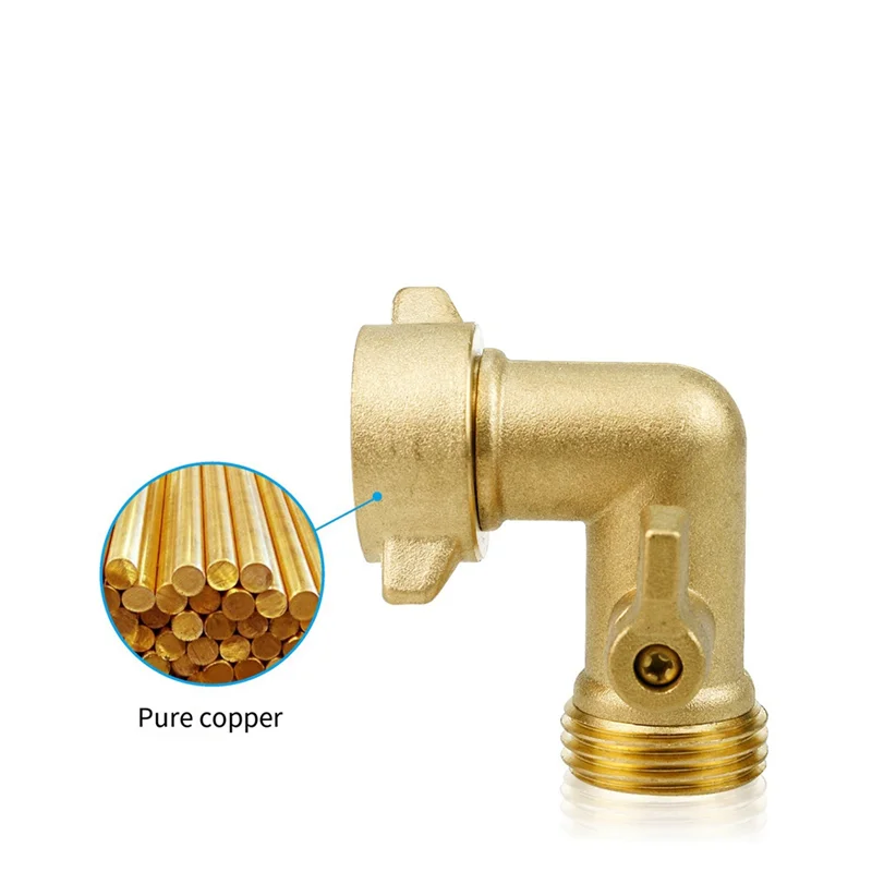 

FAST-медный 90-градусный коленчатый адаптер для шланга с запорным клапаном для садового шланга 3/4 дюйма, подключение США