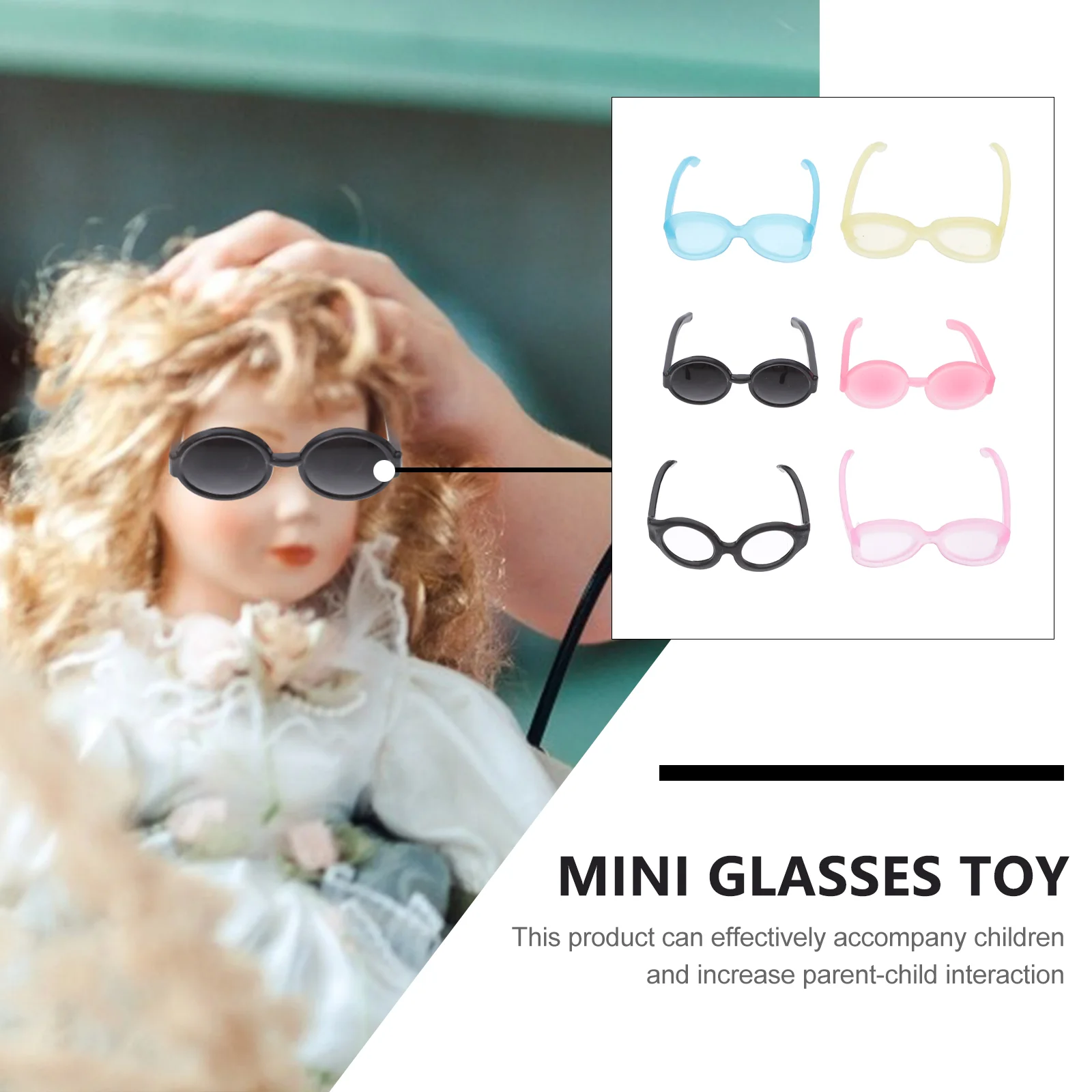 Miniature Glasses for Toys Dress up Mens Sunglasses Reflective Dressing Props Dolls