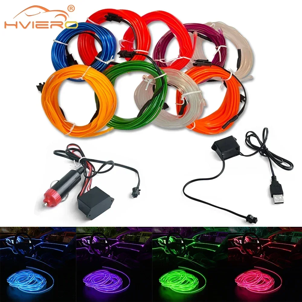 

3M Neon Universal Style LED Car Interior Lantern Strip Decoration Lamp Flexible Tube Auto Accessories Light Bar Multiple Colors